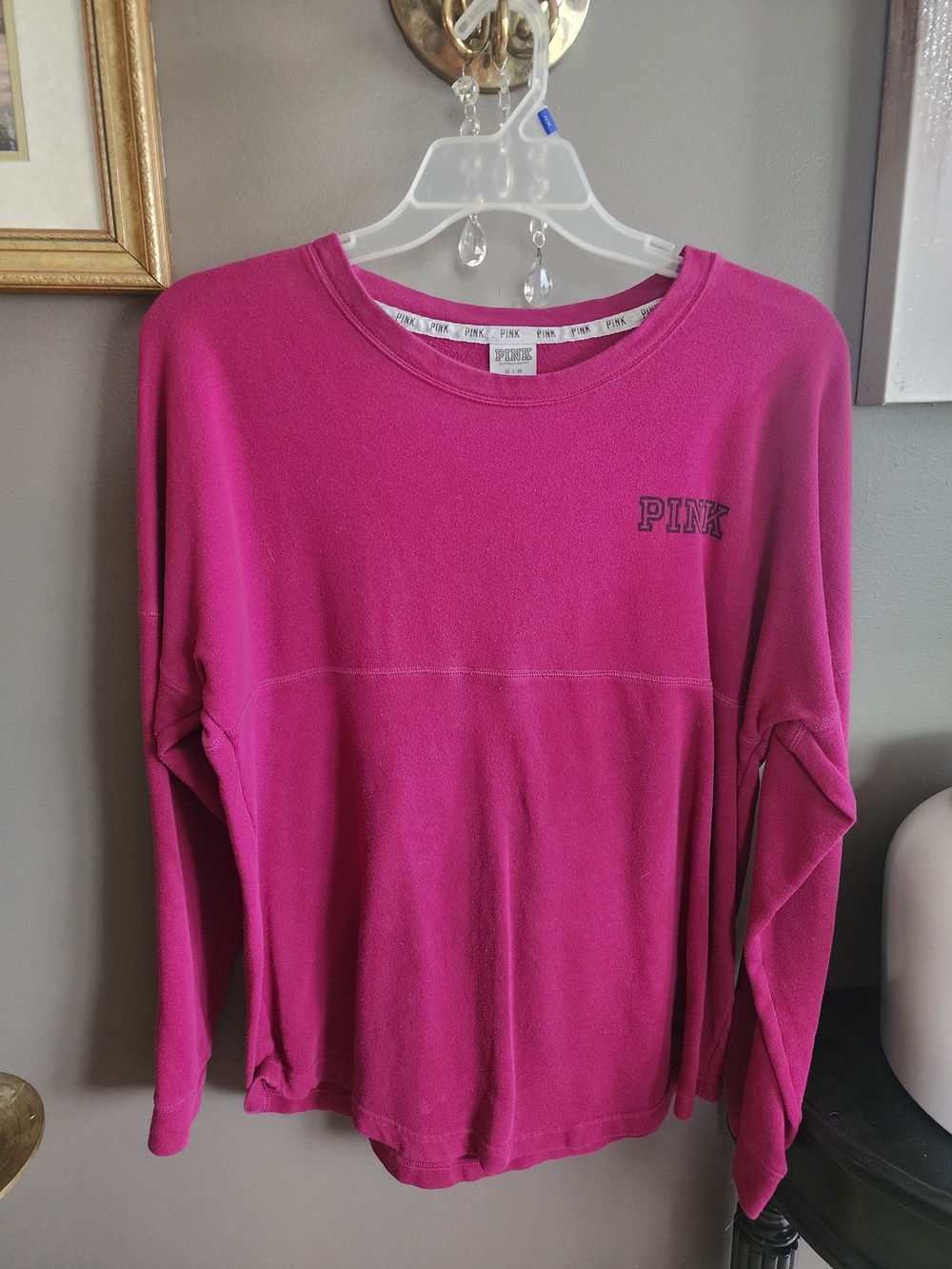 PINK Fuchsia Crewneck Long Sleeve Top